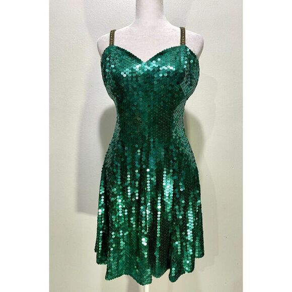 Dresses & Skirts - Scala Collection dress sequins disco night out green circular festive women's 8